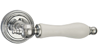 Дверная ручка RENZ мод. Мишель (хром блест. с белой керамикой) DH 615-16 CP/WH