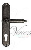 Дверная ручка Venezia на планке PL02 мод. Castello (ант. серебро) под цилиндр